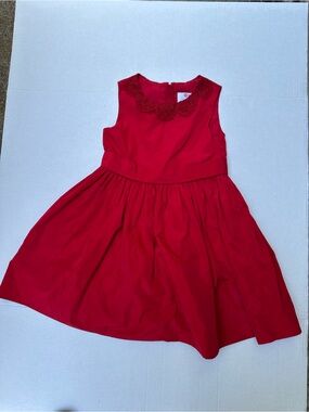 Jason Wu Girls Red Sleeveless Party Dress with Scalloped Beaded Collar